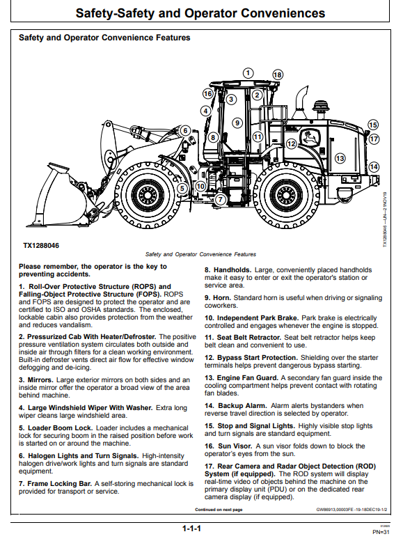 JOHN DEERE 724L 4WD LOADER OPERATOR MANUAL OMT426947X19