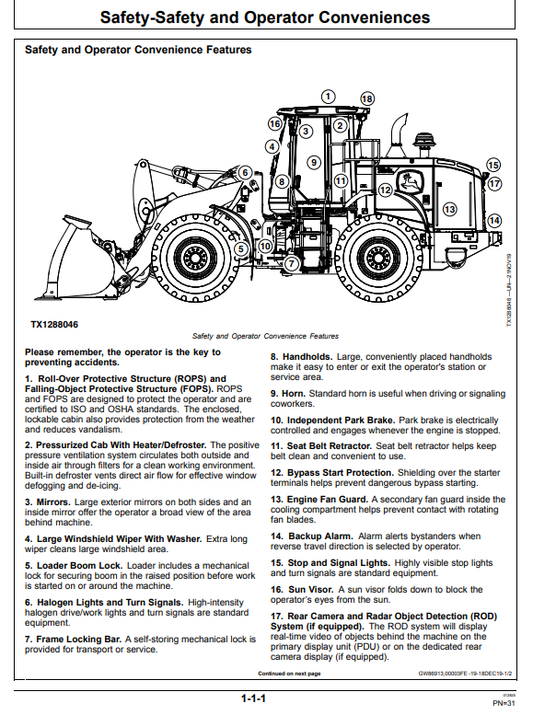 JOHN DEERE 724L 4WD LOADER OPERATOR MANUAL OMT426947X19