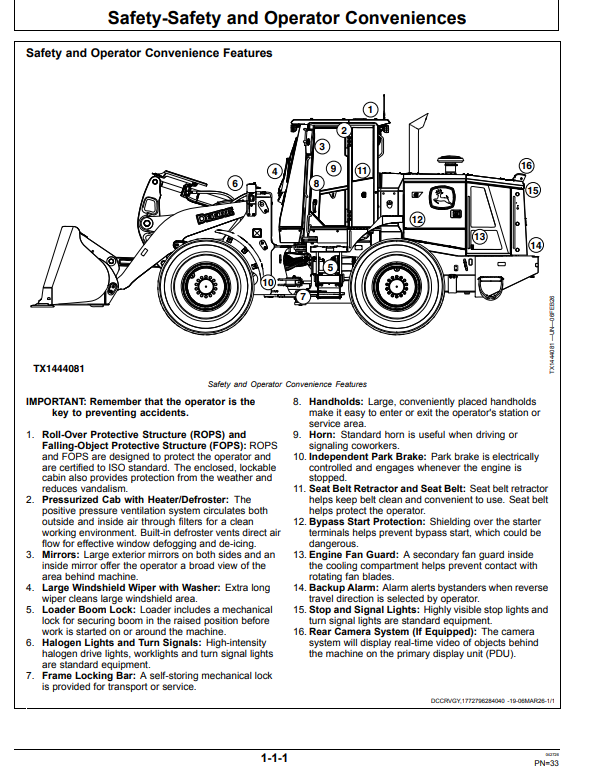 JOHN DEERE 644 G 4WD LOADER OPERATOR MANUAL OMT533462X019