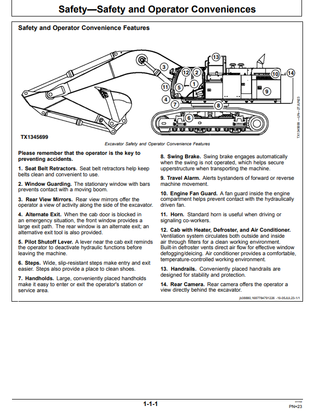JOHN DEERE 870GLC EXCAVATOR OPERATOR MANUAL OMT489514X019
