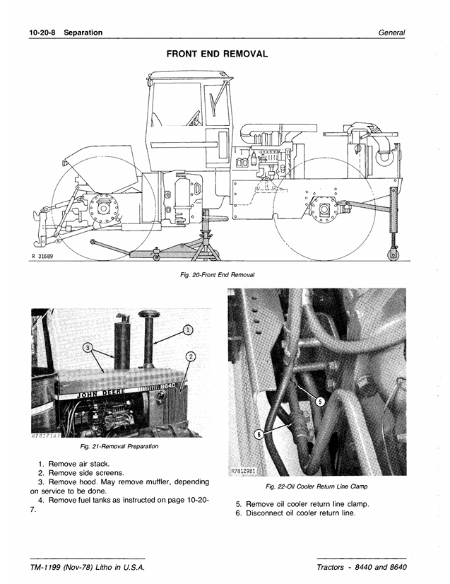 JOHN DEERE 8440 AND 8640 4WD ARTICULATED TRACTOR TECHNICAL MANUAL TM1199