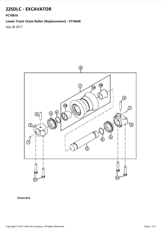 JOHN DEERE 225D EXCAVATOR PARTS CATALOG MANUAL PC10016