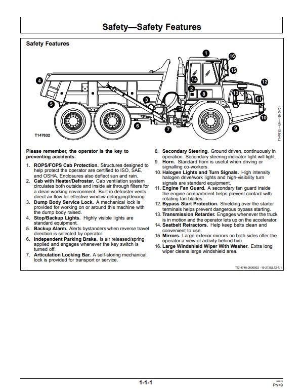 JOHN DEERE 250D, 300D ARTICULATED DUMP TRUCK OPERATOR MANUAL OMT201340