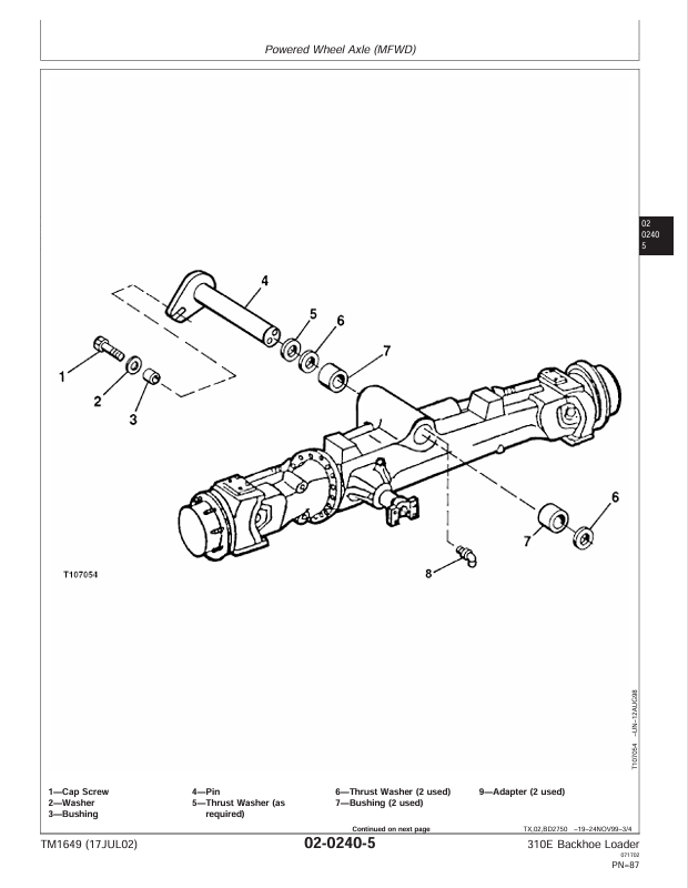 JOHN DEERE 310E BACKHOE LOADER TECHNICAL SERVICE REPAIR MANUAL TM1649
