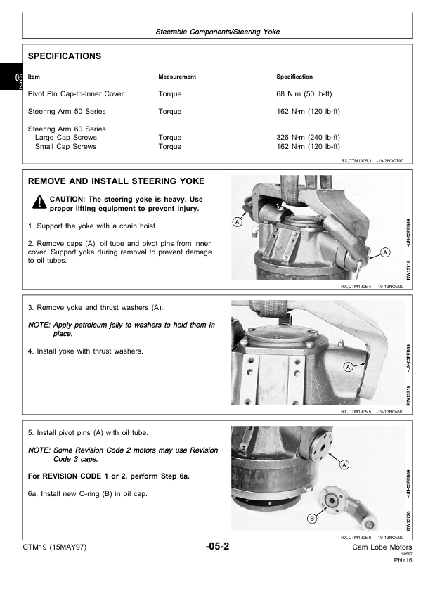 JOHN DEERE CAM LOBE MOTOR COMPONENT TECHNICAL SERVICE REPAIR MANUAL CTM19