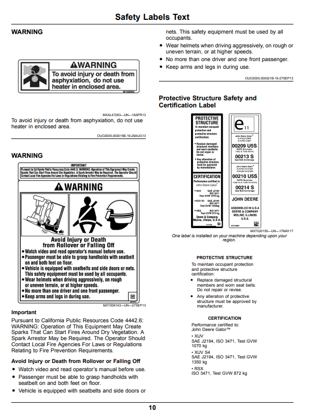 JOHN DEERE XUV560E, XUV560E S4 GATOR™ UTILITY VEHICLE OPERATOR MANUAL OMUC12876