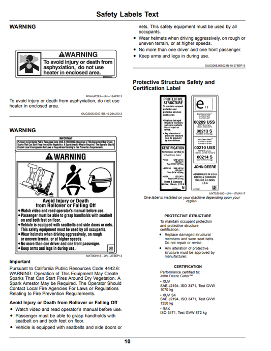 JOHN DEERE XUV560E, XUV560E S4 GATOR™ UTILITY VEHICLE OPERATOR MANUAL OMUC12876