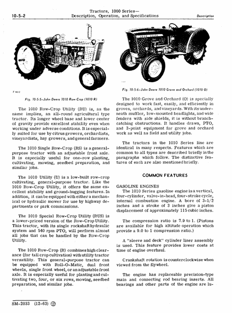 John Deere 1000 Series SM2033 Tractor Repair & Workshop Manual