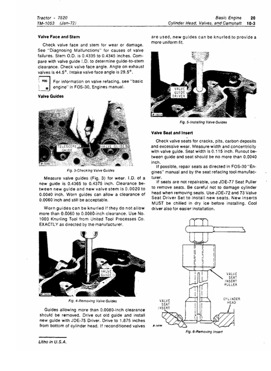 JOHN DEERE 7520 TRACTOR TECHNICAL MANUAL TM1053