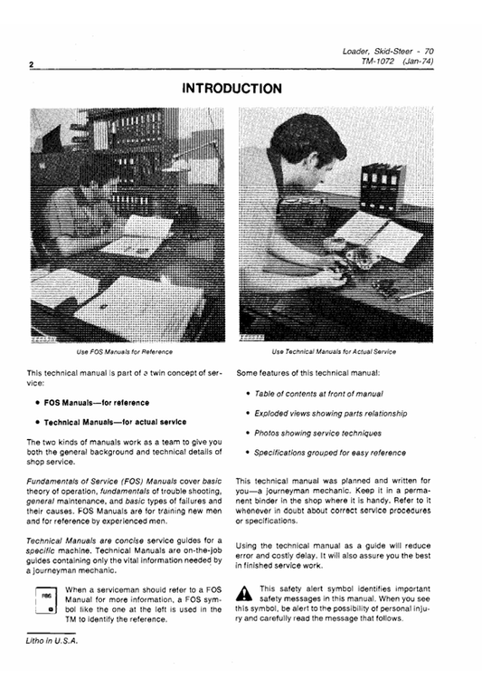JOHN DEERE 70 SKID STEER LOADER TECHNICAL REPAIR MANUAL TM1072