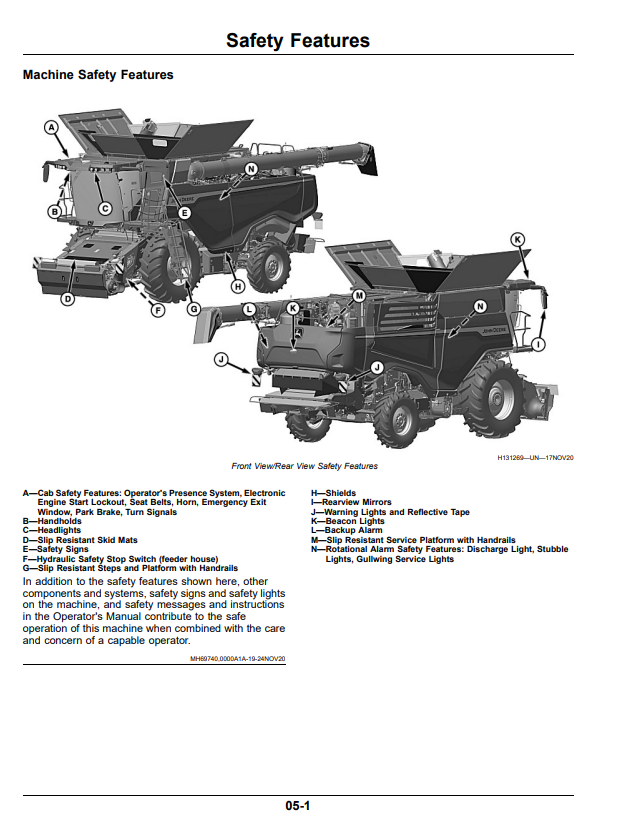 JOHN DEERE X9 1000 AND X9 1100 COMBINE OPERATOR MANUAL OMDXE11337