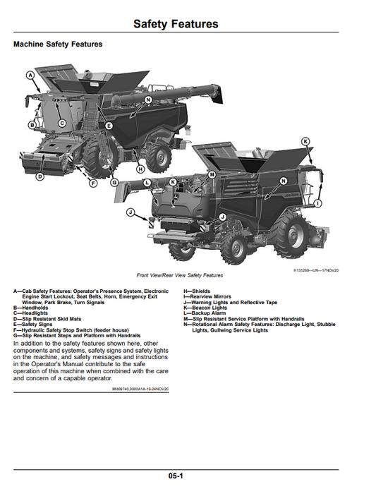 JOHN DEERE X9 1000 AND X9 1100 COMBINE OPERATOR MANUAL OMDXE11337