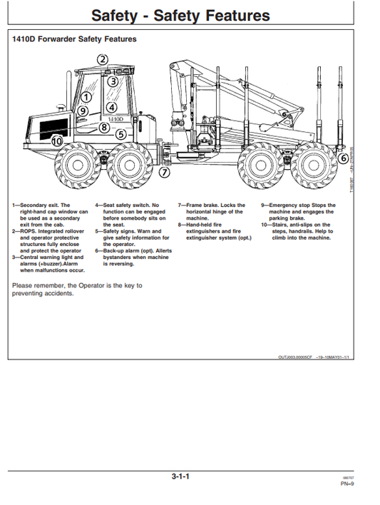 JOHN DEERE 1410D FORWARDER OPERATOR MANUAL OMF071825