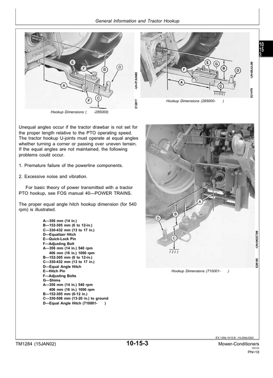 JOHN DEERE 1207, 1209, 1217 AND 1219 MOWER-CONDITIONER TECHNICAL MANUAL TM1284