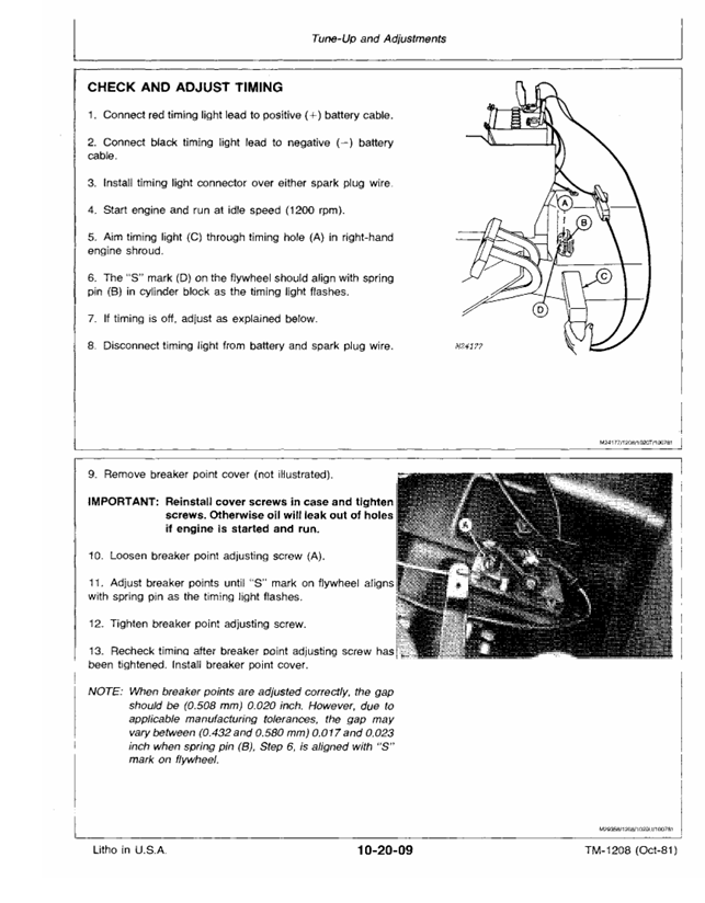 JOHN DEERE 317 HYDROSTATIC TRACTOR TECHNICAL MANUAL TM1208