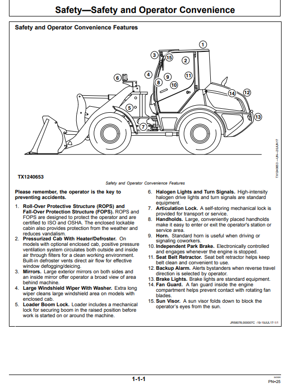JOHN DEERE 204L AND 304L COMPACT LOADER OPERATOR MANUAL OMT401205X19