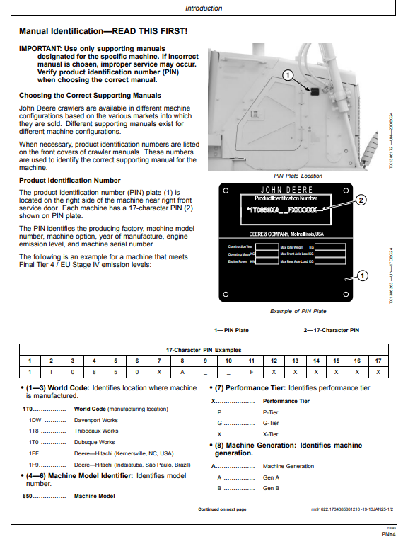 JOHN DEERE 850 X CRAWLER DOZER OPERATOR MANUAL OMT481831X019