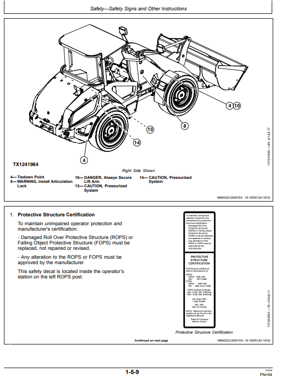 JOHN DEERE 204L AND 304L COMPACT LOADER OPERATOR MANUAL OMT401205X19