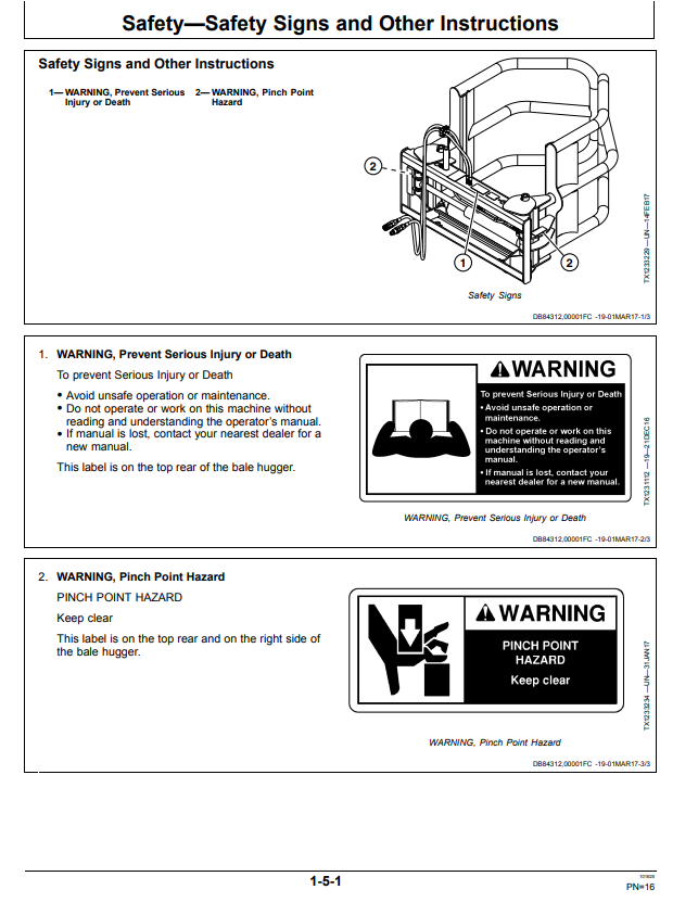 JOHN DEERE AH80 BALE HUGGER OPERATOR MANUAL OMT397710X19