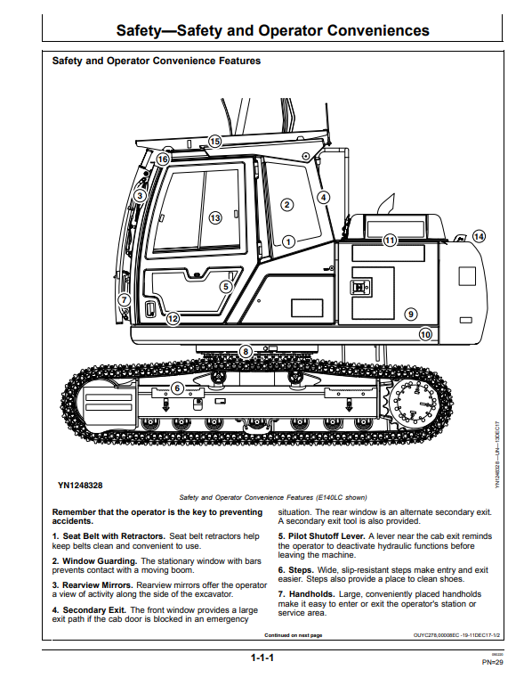 JOHN DEERE E130 AND E140LC EXCAVATOR OPERATOR MANUAL OMT350111X19