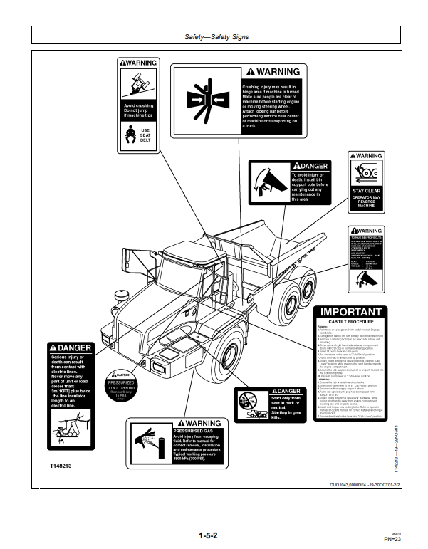 JOHN DEERE 250D, 300D ARTICULATED DUMP TRUCK OPERATOR MANUAL OMT187892