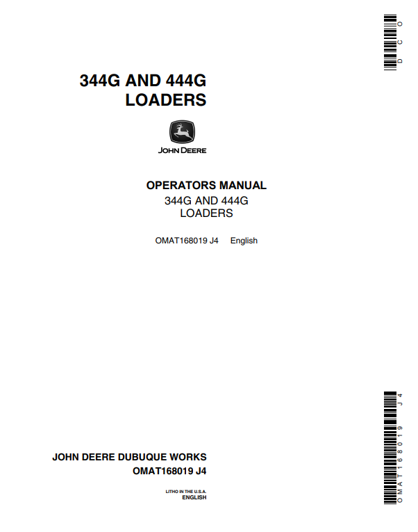 JOHN DEERE 344G AND 444G LOADER OPERATOR MANUAL OMAT168019