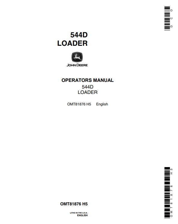 JOHN DEERE 544D LOADER OPERATOR MANUAL OMT81876