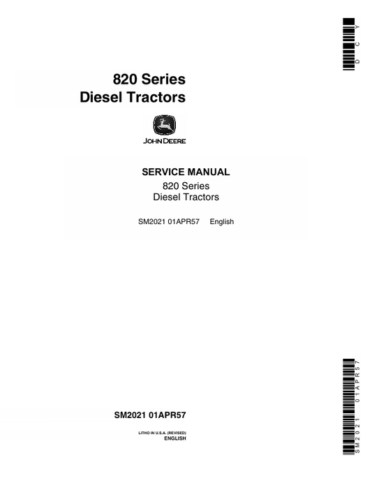 JOHN DEERE 820 SERIES DIESEL TRACTOR SERVICE MANUAL SM2021