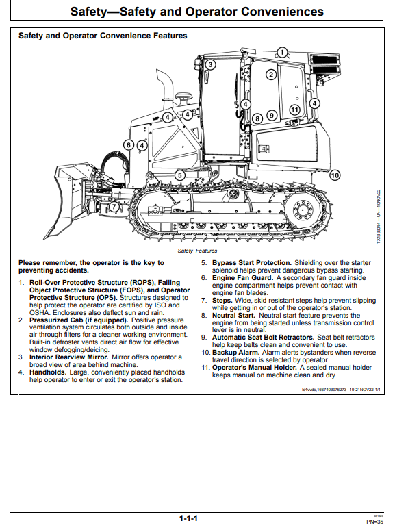 JOHN DEERE 550 P CRAWLER DOZER OPERATOR MANUAL OMT480070X019
