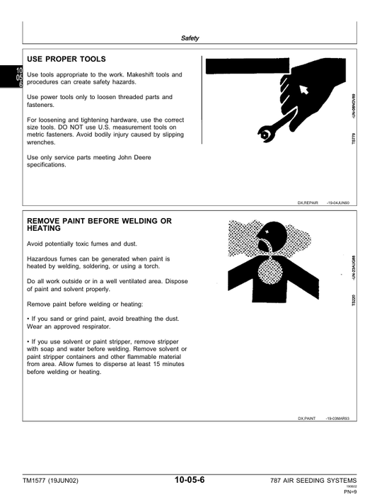 JOHN DEERE 787 AIR SEEDING SYSTEM TECHNICAL MANUAL TM1577