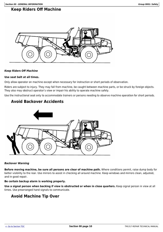 JOHN DEERE 350D, 400D ARTICULATED DUMP TRUCK REPAIR TECHNICAL MANUAL TM1317