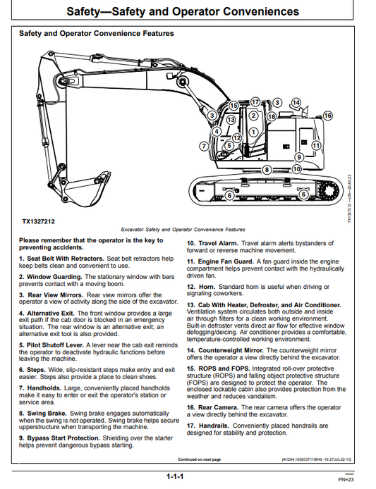 JOHN DEERE 245 EXCAVATOR OPERATOR MANUAL OMT480096X019