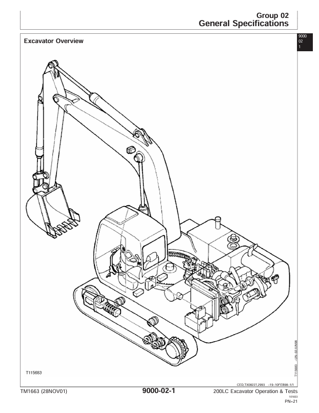 JOHN DEERE 200LC EXCAVATOR OPERATION AND TEST TECHNICAL MANUAL TM1663