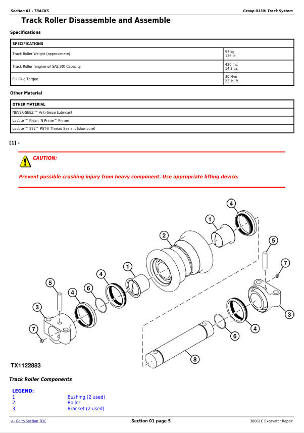 JOHN DEERE 300GLC EXCAVATOR REPAIR TECHNICAL MANUAL TM13264X19