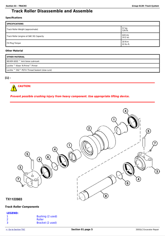 JOHN DEERE 300GLC EXCAVATOR REPAIR TECHNICAL MANUAL TM13264X19