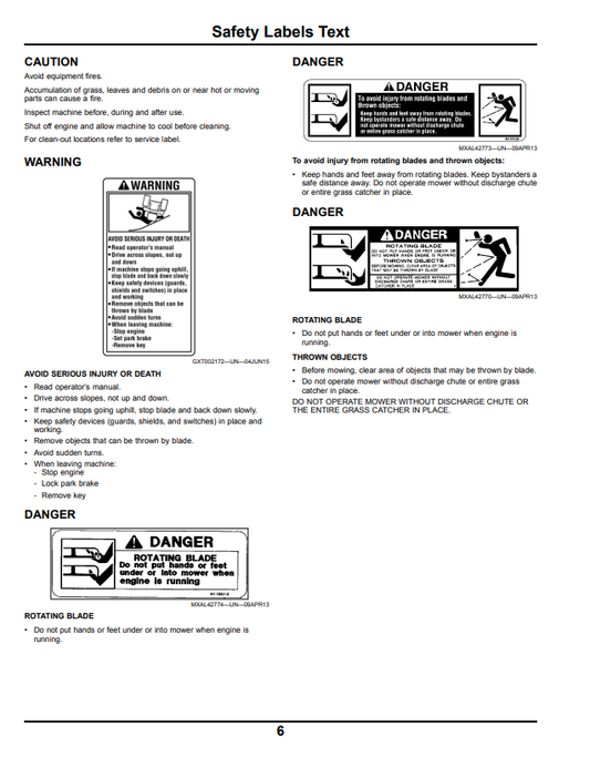 JOHN DEERE Z525E, Z535M, Z535R, Z540M AND Z540R, Z500 SERIES ZTRAK™ OPERATOR MANUAL OMGX26263