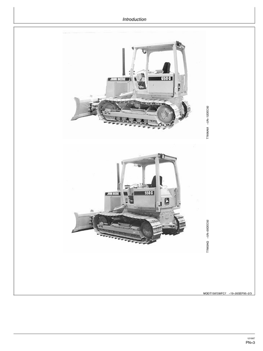 JOHN DEERE 450G, 550G, 650G TORQUE CONVERTER AND DIRECT DRIVE CRAWLER DOZER OPERATOR MANUAL OMT163974