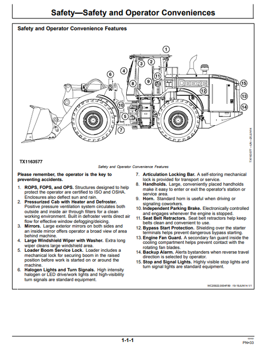JOHN DEERE 744K-II 4WD LOADER OPERATOR MANUAL OMT351531X19