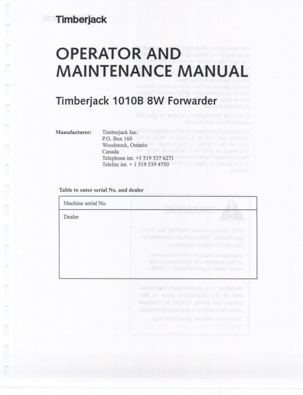 JOHN DEERE 1010B 8W FORWARDER OPERATOR MANUAL F057651
