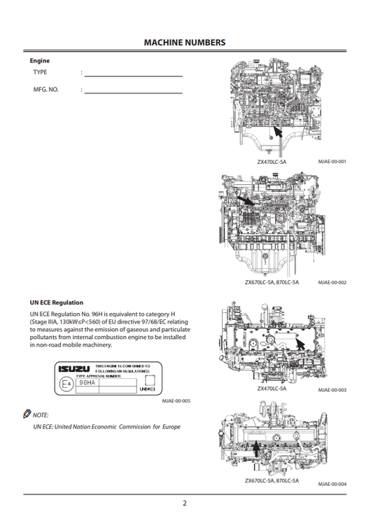 HITACHI ZAXIS 470LC-5A, 670LC-5A, 870LC-5A HYDRAULIC EXCAVATOR OPERATOR MANUAL ENMJAELA14