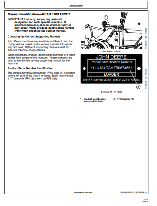 JOHN DEERE 184, 204, AND 304 G 4WD LOADER OPERATOR MANUAL OMT467530X019