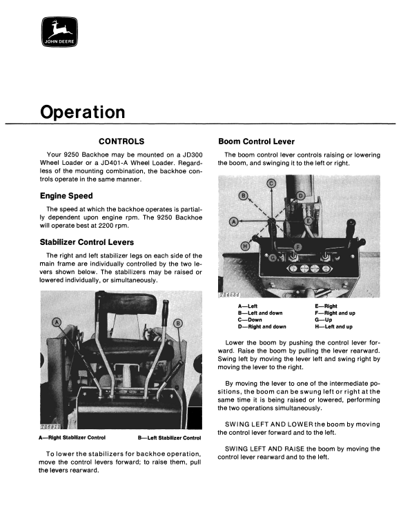JOHN DEERE 9250 BACKHOE OPERATOR MANUAL OMT39490