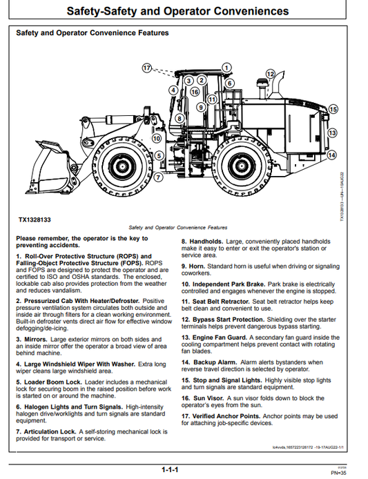 JOHN DEERE 824 P-TIER, GEN-A 4WD LOADER OPERATOR MANUAL OMT461921X019