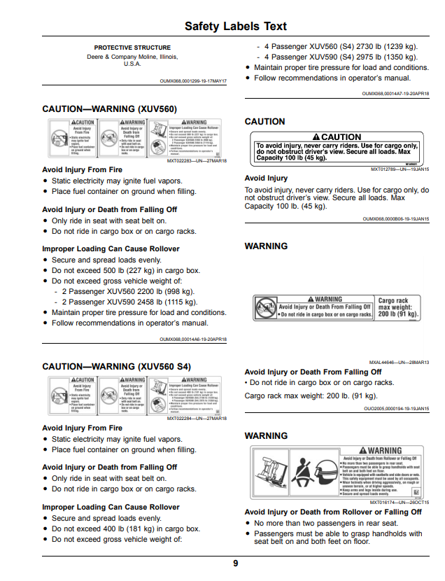 JOHN DEERE XUV560E, XUV560E S4 GATOR™ UTILITY VEHICLE OPERATOR MANUAL OMUC17057