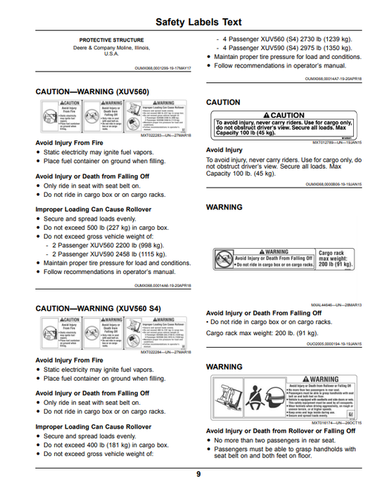 JOHN DEERE XUV560E, XUV560E S4 GATOR™ UTILITY VEHICLE OPERATOR MANUAL OMUC17057