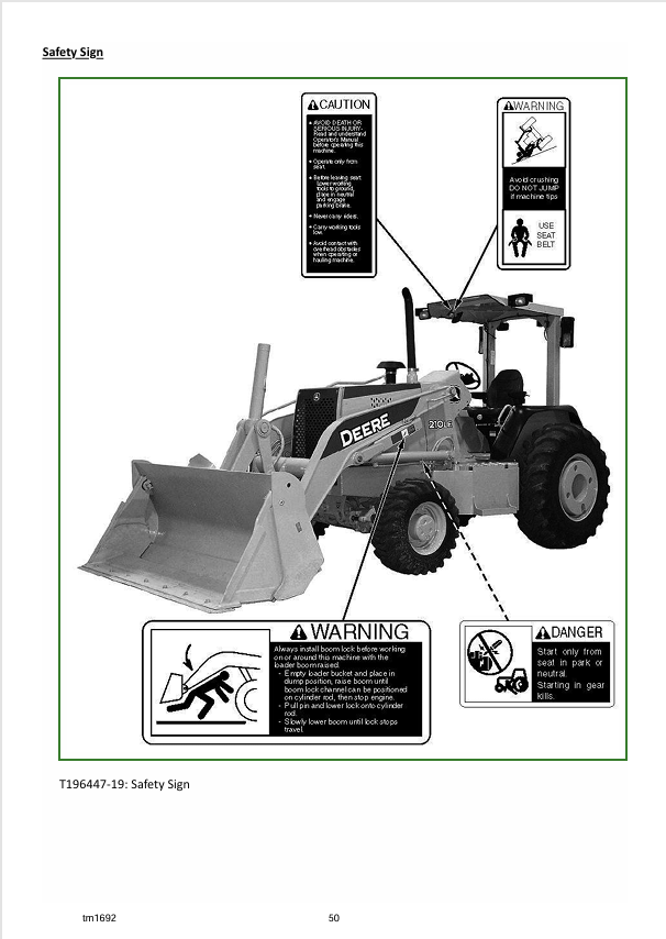 JOHN DEERE 210LE LANDSCAPE LOADER REPAIR TECHNICAL MANUAL TM1692