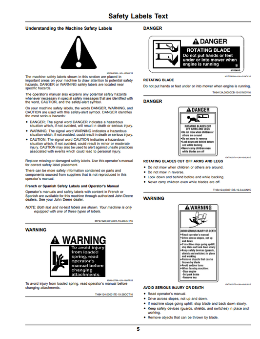 JOHN DEERE Z335E, Z335M, Z345M, Z345R, Z355E, Z355R, Z375R, Z300 SERIES ZTRAK™ OPERATOR MANUAL OMUC13761
