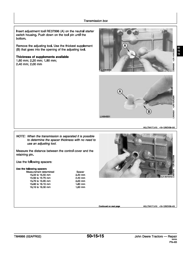 JOHN DEERE 6405 AND 6605 TRACTOR REPAIR MANUAL TM4866