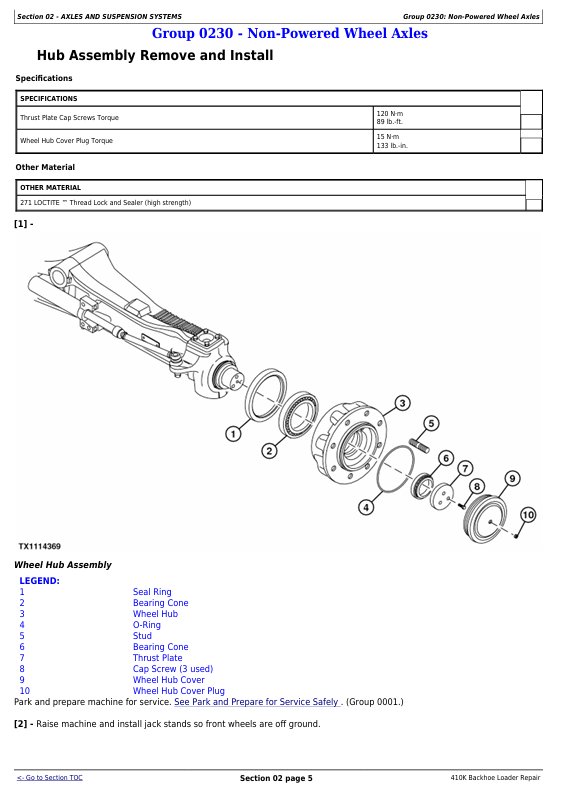 JOHN DEERE 410K BACKHOE LOADER IT4S3B REPAIR TECHNICAL MANUAL TM12494