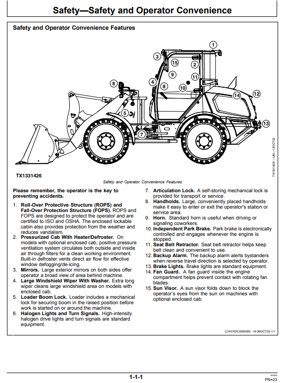 JOHN DEERE 184, 204, AND 304 G 4WD LOADER OPERATOR MANUAL OMT467530X019